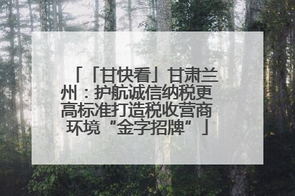 「甘快看」甘肃兰州：护航诚信纳税更高标准打造税收营商环境“金字招牌”