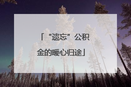 “遗忘”公积金的暖心归途