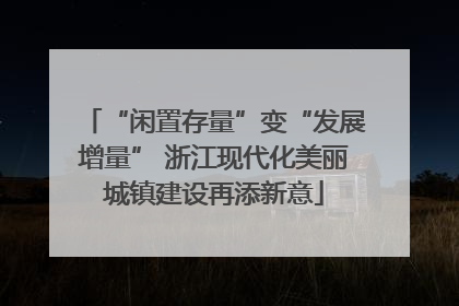 “闲置存量”变“发展增量” 浙江现代化美丽城镇建设再添新意