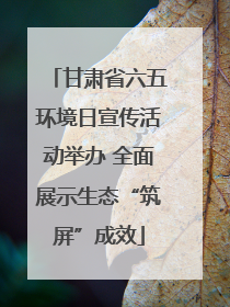 甘肃省六五环境日宣传活动举办 全面展示生态“筑屏”成效