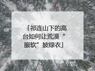 祁连山下的高台如何让荒漠“服软”披绿衣