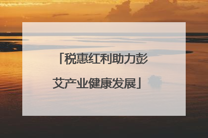 税惠红利助力彭艾产业健康发展