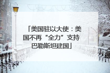 美国驻以大使：美国不再“全力”支持巴勒斯坦建国