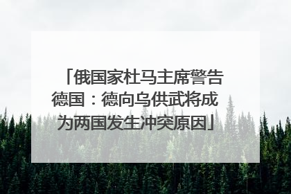 俄国家杜马主席警告德国：德向乌供武将成为两国发生冲突原因