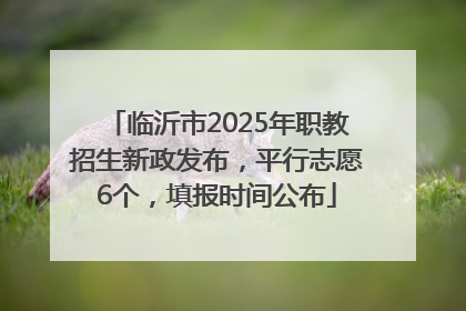 临沂市2025年职教招生新政发布，平行志愿6个，填报时间公布