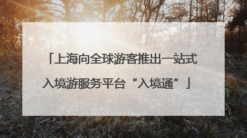 上海向全球游客推出一站式入境游服务平台“入境通”