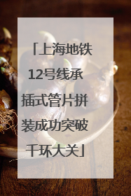 上海地铁12号线承插式管片拼装成功突破千环大关