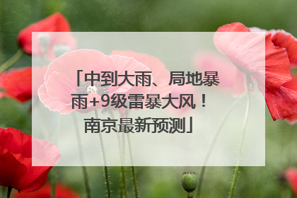 中到大雨、局地暴雨+9级雷暴大风！南京最新预测