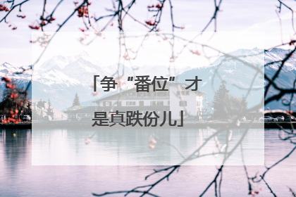 争“番位”才是真跌份儿