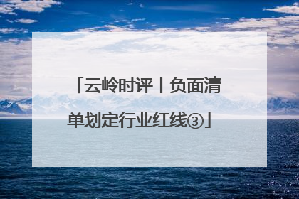 云岭时评丨负面清单划定行业红线③