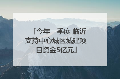 今年一季度 临沂支持中心城区城建项目资金5亿元