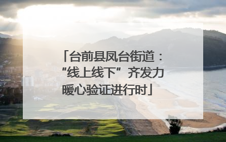 台前县凤台街道：“线上线下”齐发力 暖心验证进行时