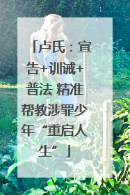 卢氏：宣告+训诫+普法 精准帮教涉罪少年“重启人生”