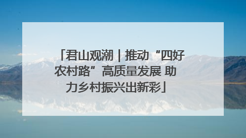 君山观潮｜推动“四好农村路”高质量发展 助力乡村振兴出新彩