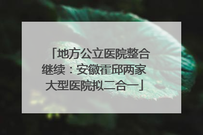 地方公立医院整合继续：安徽霍邱两家大型医院拟二合一