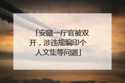 安徽一厅官被双开，涉违规编印个人文集等问题