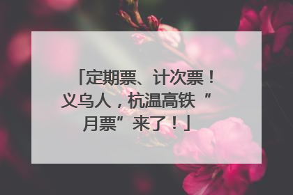 定期票、计次票！义乌人，杭温高铁“月票”来了！