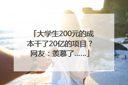 大学生200元的成本干了20亿的项目？网友：羡慕了……