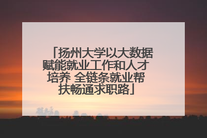 扬州大学以大数据赋能就业工作和人才培养 全链条就业帮扶畅通求职路