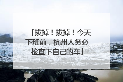 拔掉！拔掉！今天下班前，杭州人务必检查下自己的车