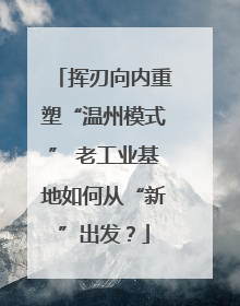 挥刃向内重塑“温州模式” 老工业基地如何从“新”出发？