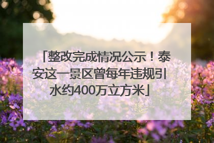 整改完成情况公示！泰安这一景区曾每年违规引水约400万立方米