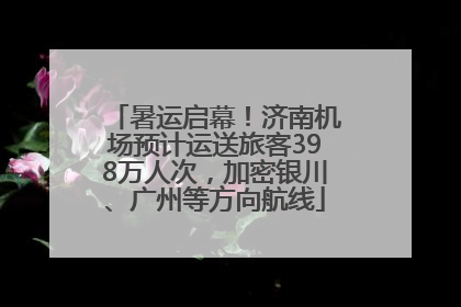 暑运启幕！济南机场预计运送旅客398万人次，加密银川、广州等方向航线