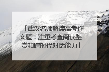 武汉名师解读高考作文题：注重考查阅读鉴赏和跨时代对话能力