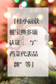 桂小厨获餐宝典多项认证：“广西菜代表品牌”等