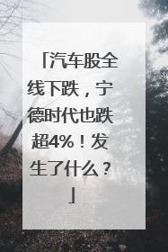 汽车股全线下跌，宁德时代也跌超4%！发生了什么？