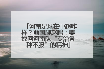 河南足球在中超咋样？前国脚赵鹏：要找回河南队“专治各种不服”的精神