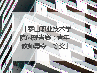 泰山职业技术学院闪耀省赛：青年教师勇夺一等奖