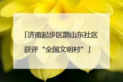 济南起步区鹊山东社区获评“全国文明村”
