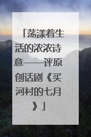 荡漾着生活的浓浓诗意——评原创话剧《买河村的七月》