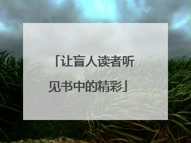 让盲人读者听见书中的精彩