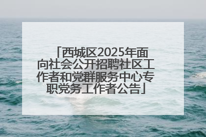 西城区2025年面向社会公开招聘社区工作者和党群服务中心专职党务工作者公告