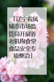 辽宁省凤城市市场监管局开展养老机构食堂食品安全专项整治