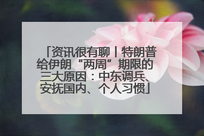资讯很有聊丨特朗普给伊朗“两周”期限的三大原因：中东调兵、安抚国内、个人习惯