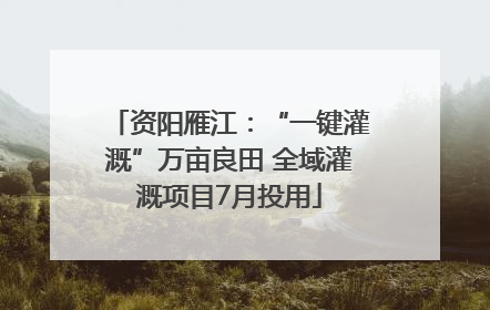 资阳雁江：“一键灌溉”万亩良田 全域灌溉项目7月投用