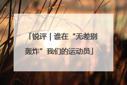 锐评｜谁在“无差别轰炸”我们的运动员