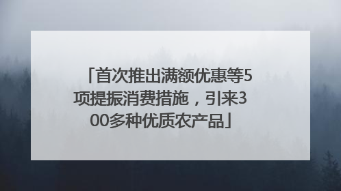 首次推出满额优惠等5项提振消费措施，引来300多种优质农产品