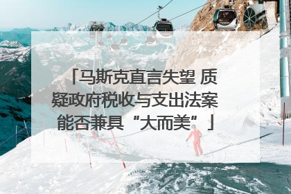 马斯克直言失望 质疑政府税收与支出法案能否兼具“大而美”