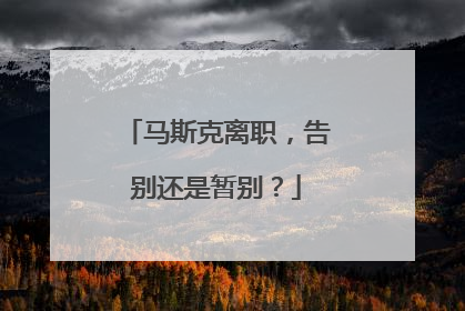 马斯克离职，告别还是暂别？