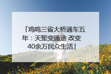 鸡鸣三省大桥通车五年：天堑变通途 改变40余万民众生活
